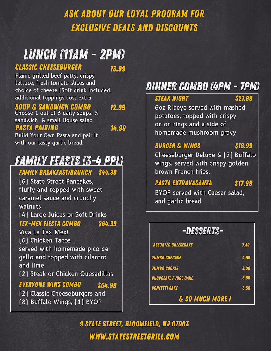 State Street Grill Menu - Image 1